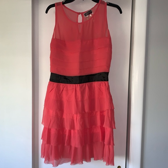 NWT Lipsy London Coral Color Chiffon Dress - Picture 2 of 8